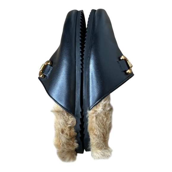 Steve Madden Masin Black Leather Faux Fur Mule Slippers 10 - Picture 7 of 10